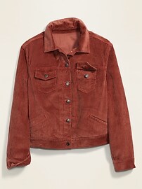 View large product image 3 of 3. Cropped Corduroy Trucker Plus-Size Jacket
