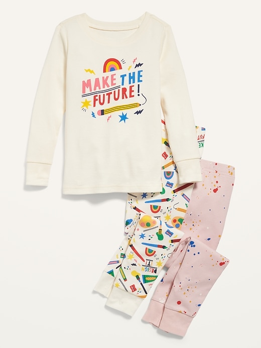 View large product image 1 of 2. Unisex 3-Piece "Make the Future" Graphic Pajama Set for Toddler & Baby