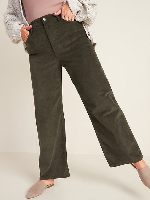Image number 5 showing, Extra High-Waisted Wide-Leg Corduroy Crop Pants for Women