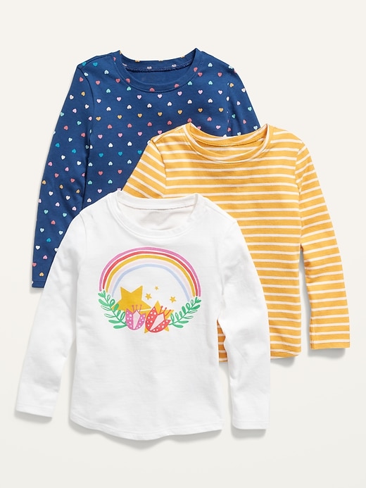 View large product image 1 of 1. Long-Sleeve Scoop-Neck Tee 3-Pack for Toddler Girls