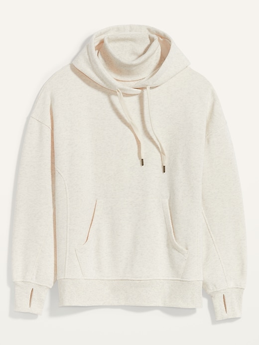 Image number 4 showing, Oversized Rib-Knit Funnel-Neck Pullover Hoodie for Women