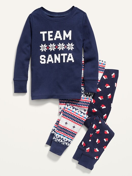 View large product image 1 of 2. Unisex 3-Piece "Team Santa" Pajama Set for Toddler & Baby