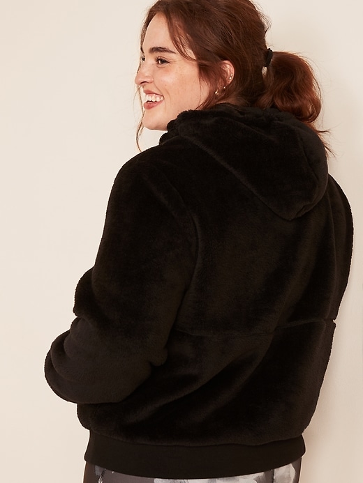 View large product image 2 of 3. Cozy Faux-Fur Sherpa Plus-Size 1/2-Zip Hoodie