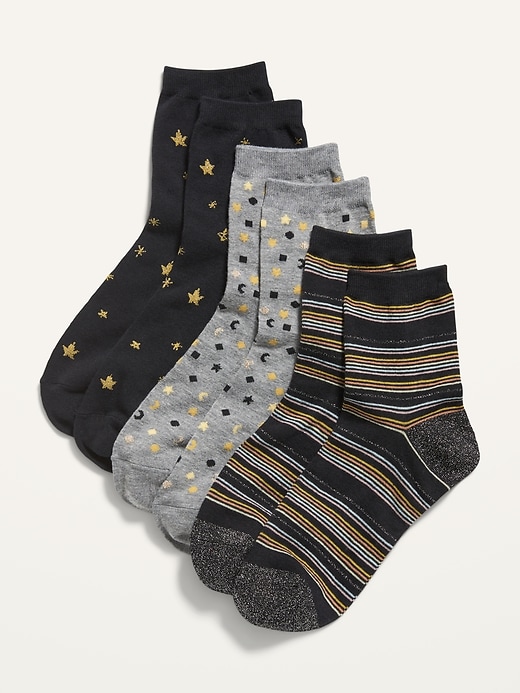 Novelty Quarter Crew Socks 3Pack for Women Old Navy