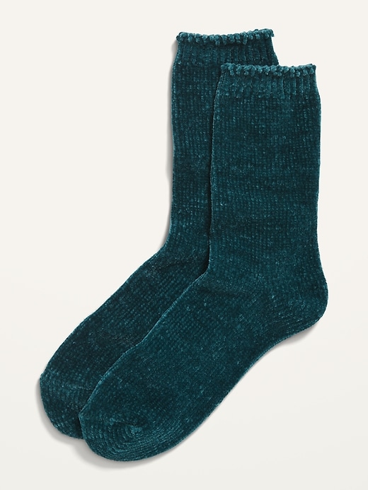 View large product image 1 of 1. Plush Chenille Crew Socks For Women