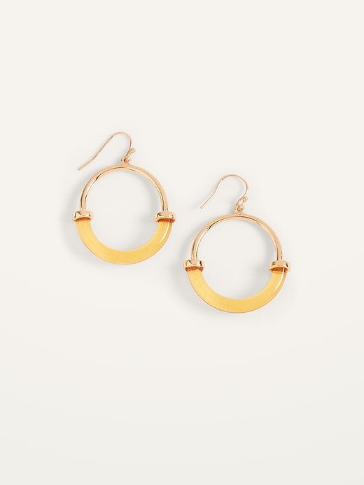 View large product image 1 of 1. Gold-Toned Resin Hoop Earrings For Women