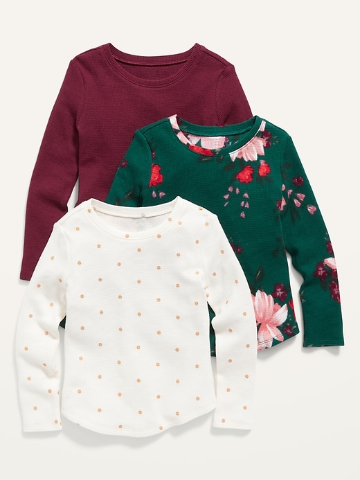 View large product image 1 of 1. Thermal-Knit Long-Sleeve Top 3-Pack for Toddler Girls