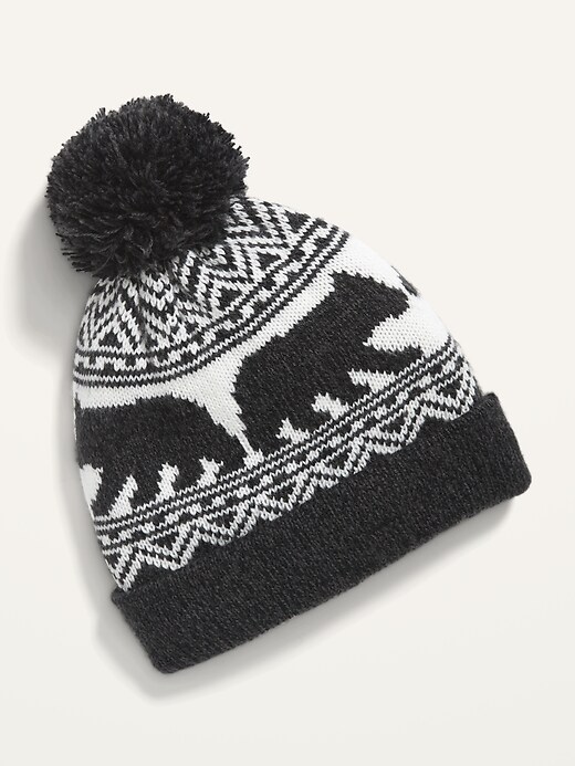 View large product image 1 of 1. Double-Knit Pom-Pom Beanie For Boys