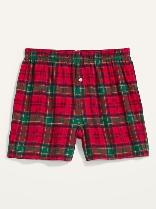 View large product image 1 of 1. Cozy Plaid Flannel Boxer Shorts