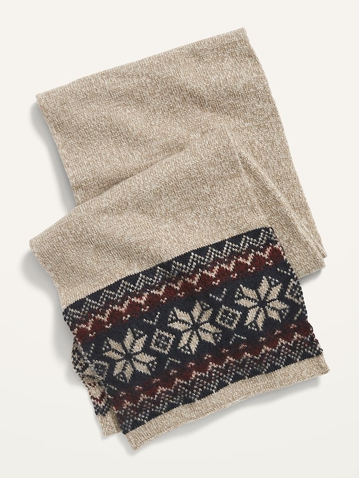 View large product image 1 of 1. Fair Isle Sweater-Knit Scarf
