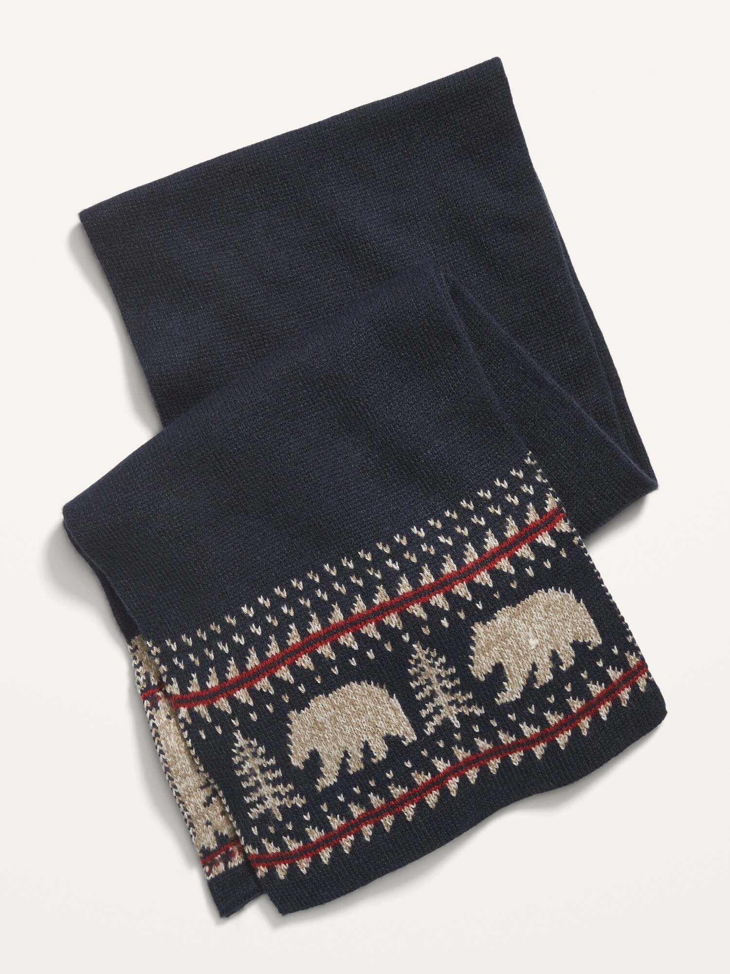 Fair Isle Sweater-Knit Scarf for Men