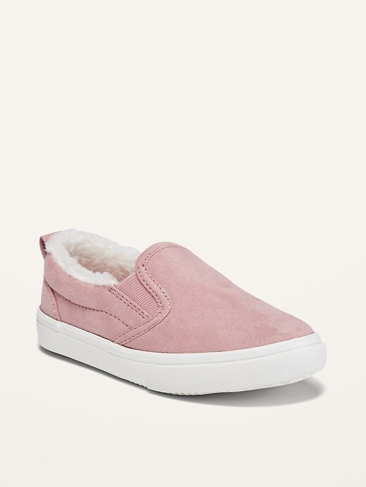 Image number 1 showing, Unisex Faux-Suede Sherpa-Lined Slip-Ons for Toddler