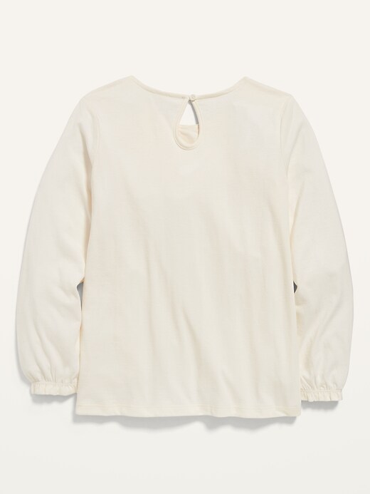 View large product image 2 of 2. Lace-Trim Long-Sleeve Jersey Top for Girls