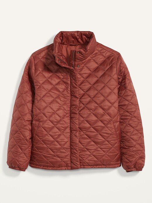 Image number 4 showing, Lightweight Diamond-Quilted Nylon Plus-Size Puffer Jacket