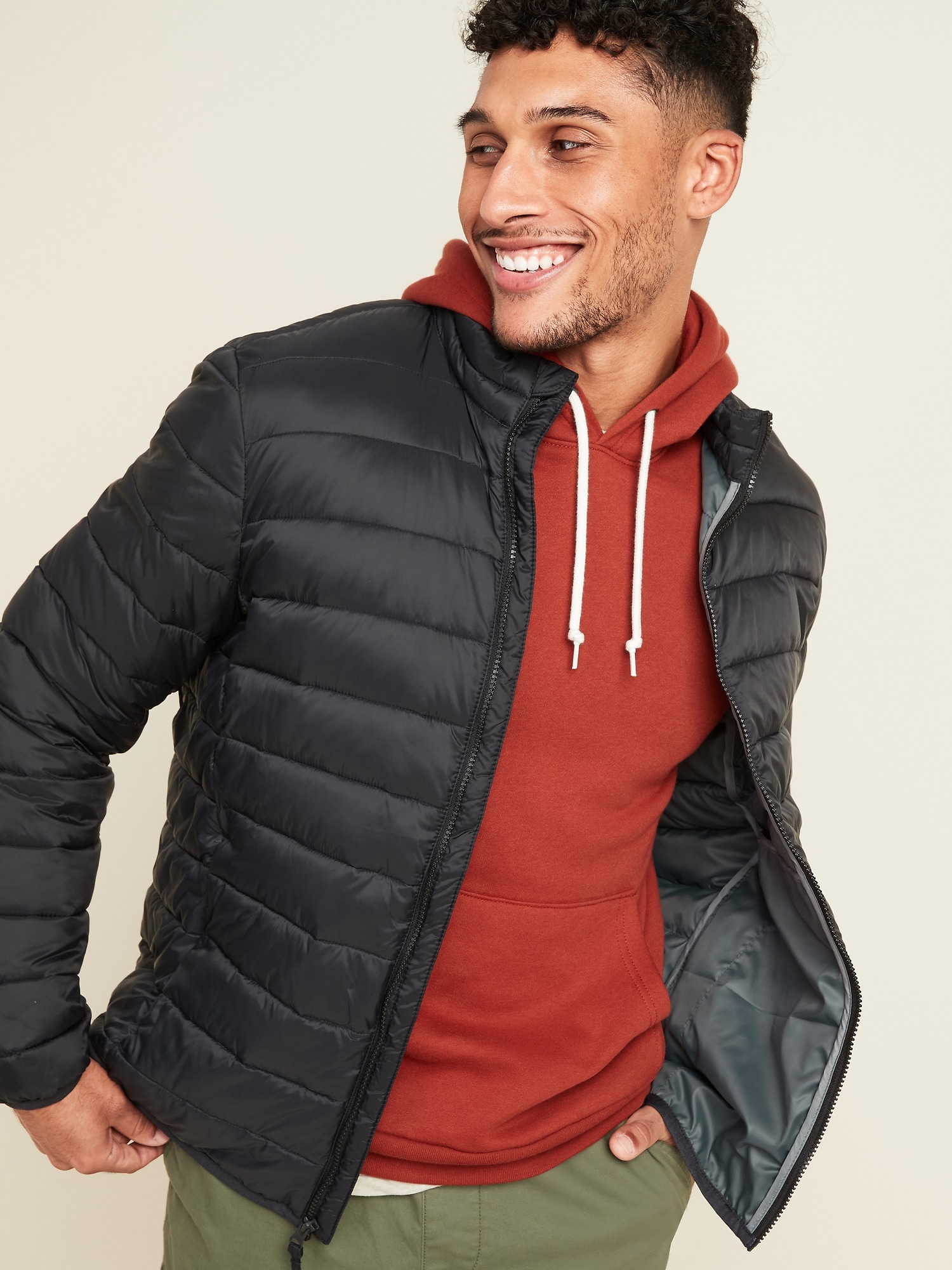Water-Resistant Narrow-Channel Puffer Jacket for Men