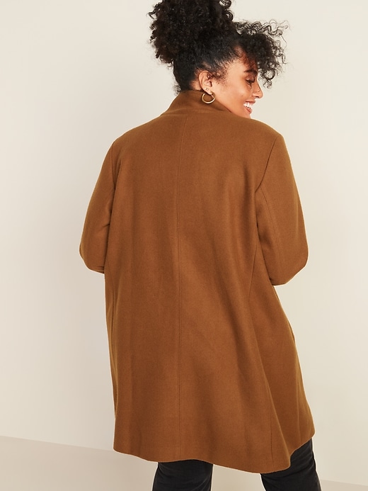 Oversized Soft Brushed Plus Size Funnel Neck Coat