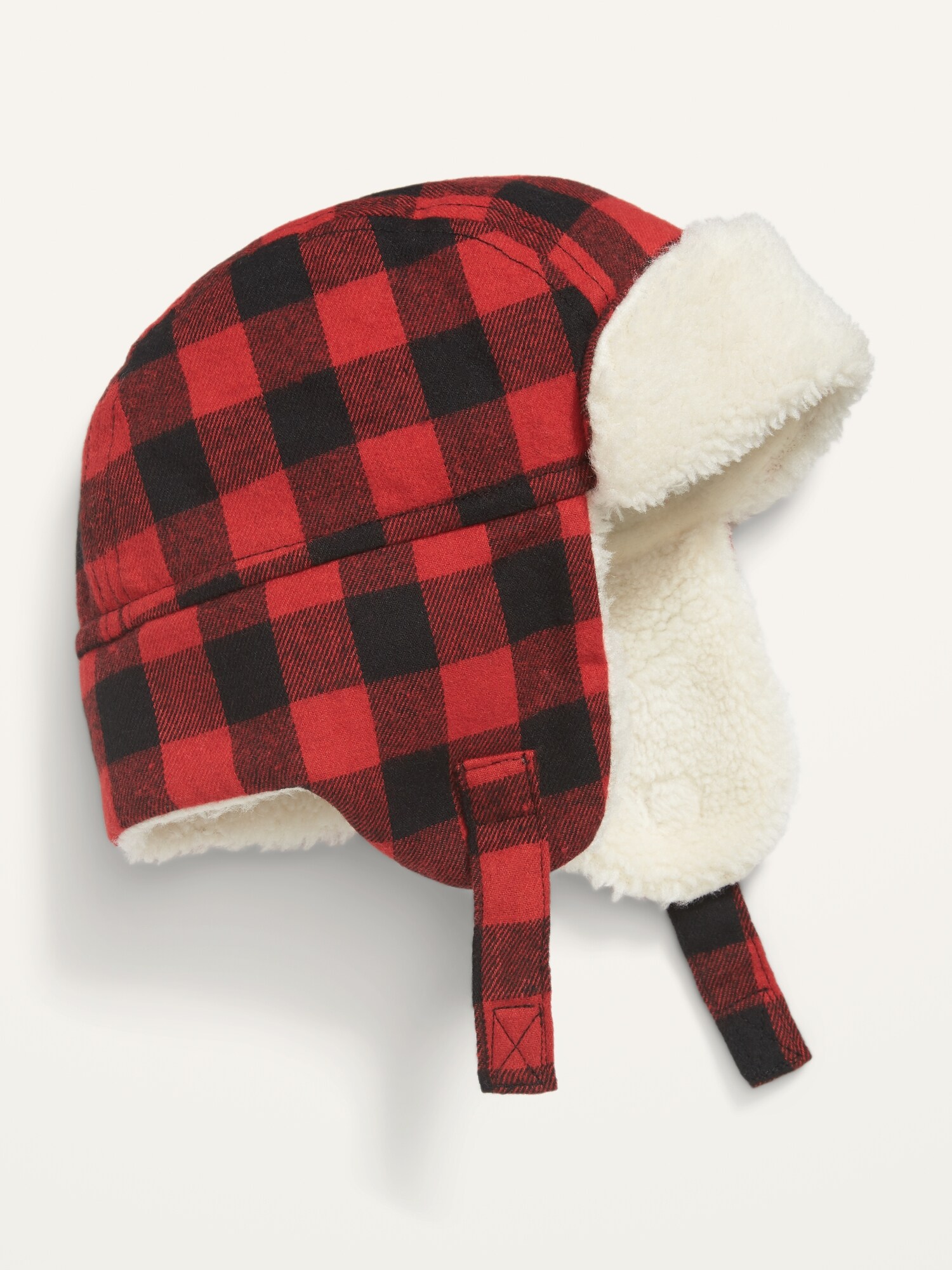 Unisex Plaid Sherpa-Lined Trapper Hat for Baby