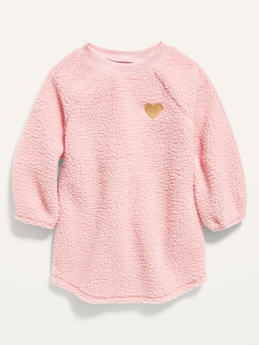 View large product image 1 of 1. Crew-Neck Sherpa Dress for Toddler Girls