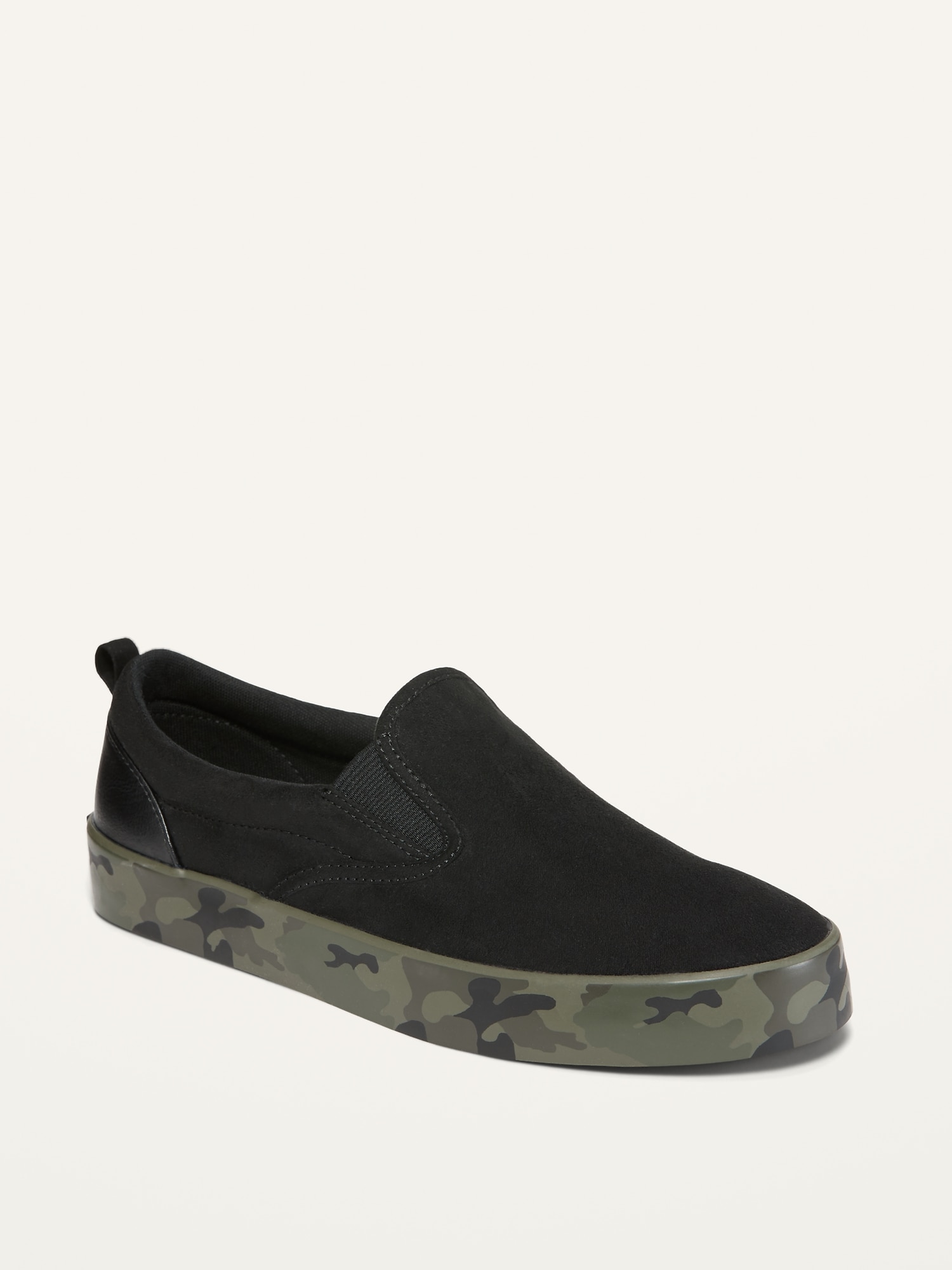 Faux-Suede Camo-Trim Slip-Ons for Boys 