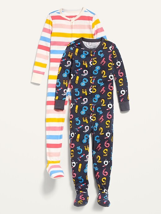 Unisex Printed Footie Pajama One-Piece 2-Pack for Toddler & Baby