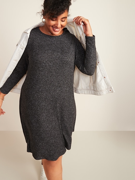 View large product image 1 of 2. Plush-Knit Plus-Size Swing Dress