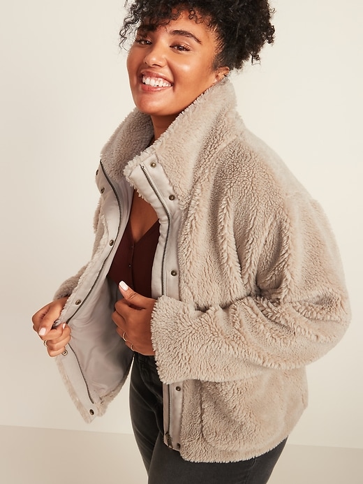 View large product image 1 of 2. Cozy Teddy-Sherpa Plus-Size Jacket