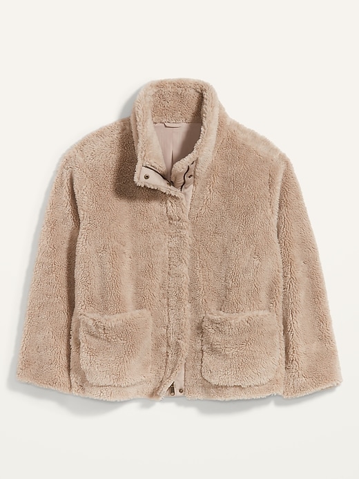 View large product image 2 of 2. Cozy Teddy-Sherpa Plus-Size Jacket