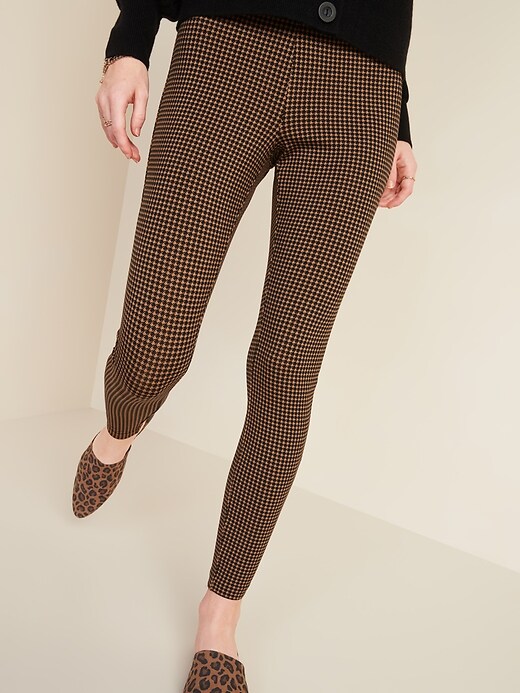 View large product image 1 of 3. High-Waisted Stevie Printed Ponte-Knit Pants