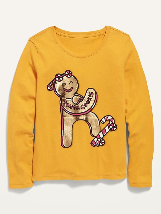 View large product image 1 of 1. Long-Sleeve Christmas-Graphic Tee for Girls