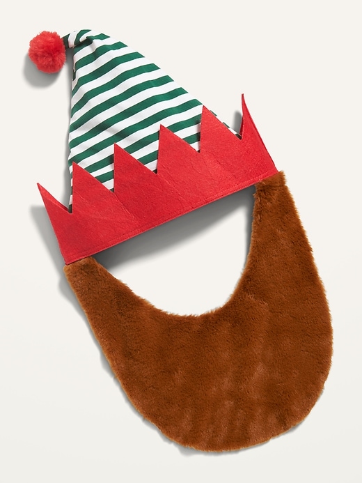 View large product image 1 of 1. Christmas Elf Hat & Faux-Fur Beard for Adults