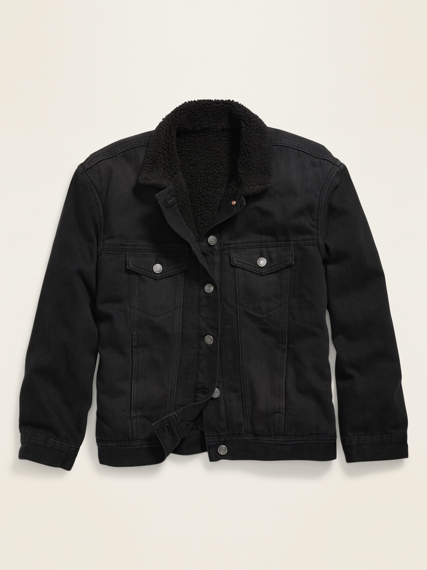 black sherpa lined denim jacket