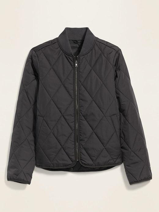 View large product image 2 of 2. Diamond-Quilted Zip Jacket for Women