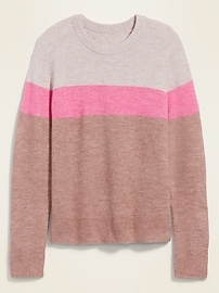 View large product image 3 of 3. Cozy Color-Blocked Crew-Neck Sweater for Women