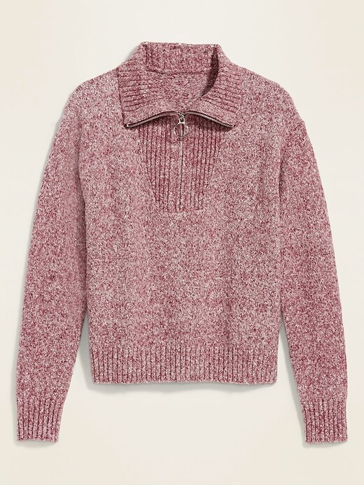 mock neck zip sweater women's