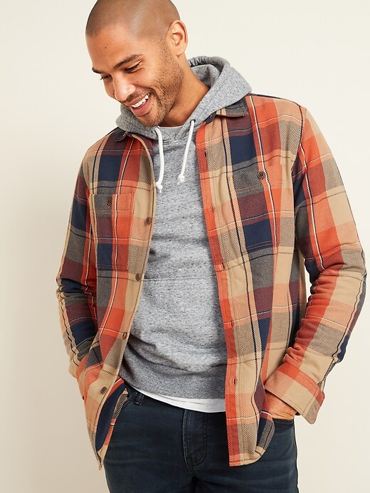 View large product image 1 of 3. Regular-Fit Plaid Twill Shirt Jacket