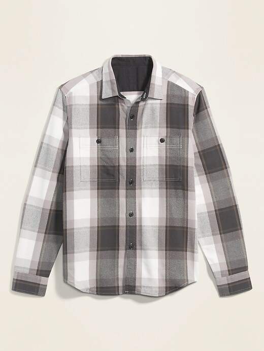 Regular-Fit Plaid Twill Shirt Jacket | Old Navy