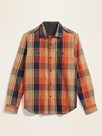 View large product image 3 of 3. Regular-Fit Plaid Twill Shirt Jacket
