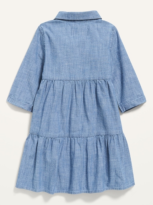 View large product image 2 of 2. Tiered Chambray Shirt Dress for Toddler Girls