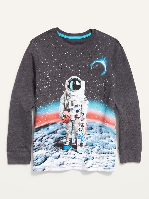 View large product image 1 of 1. Long-Sleeve Graphic Crew-Neck Tee For Boys