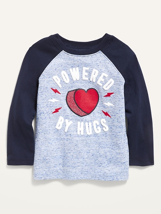 View large product image 1 of 2. Unisex Valentine-Graphic Slub-Knit Raglan Tee for Toddler