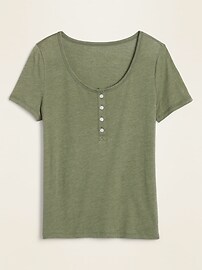 View large product image 3 of 3. Relaxed Scoop-Neck Henley Tee for Women