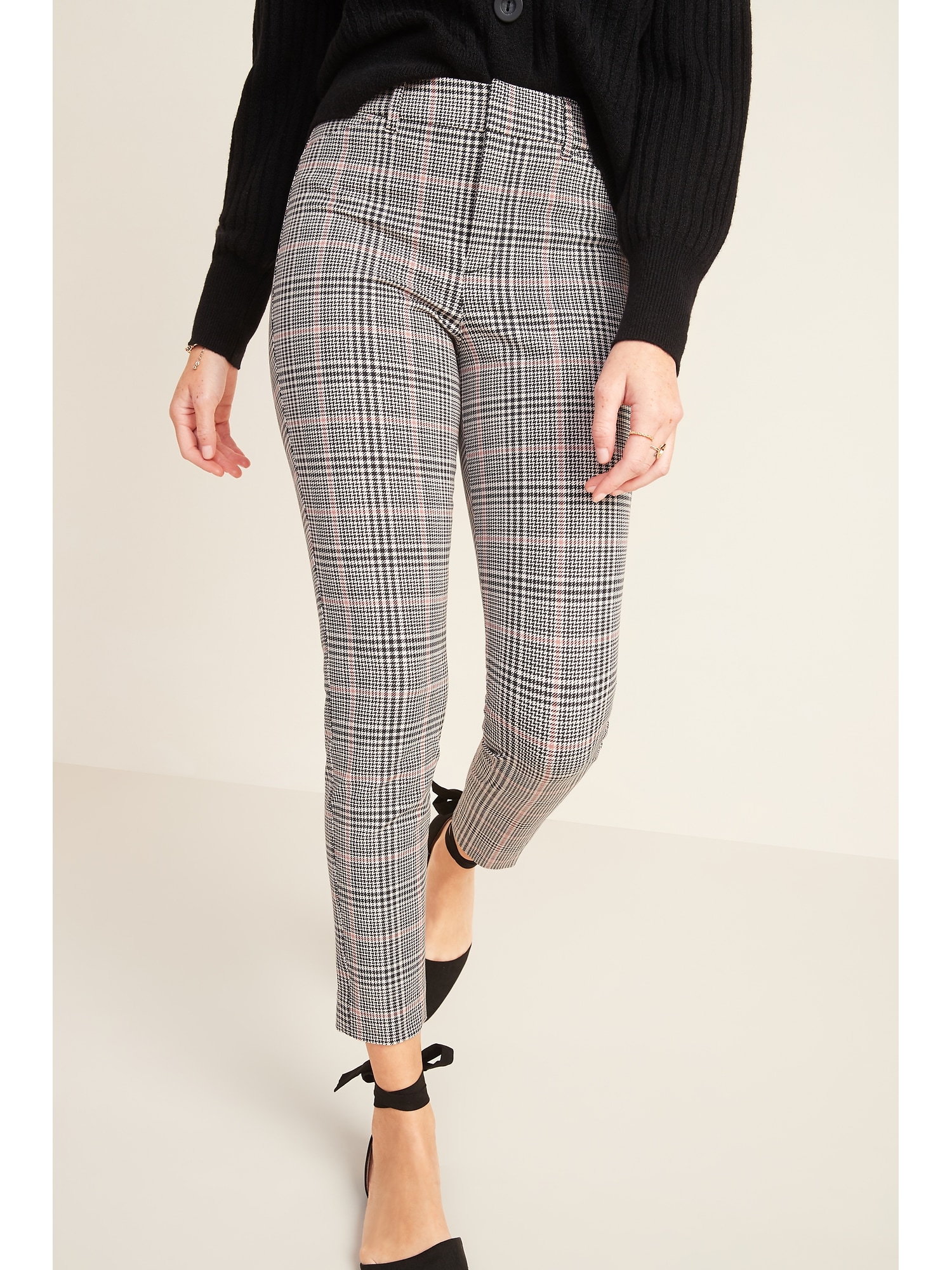 High-Waisted Patterned Pixie Skinny Ankle Pants for Women