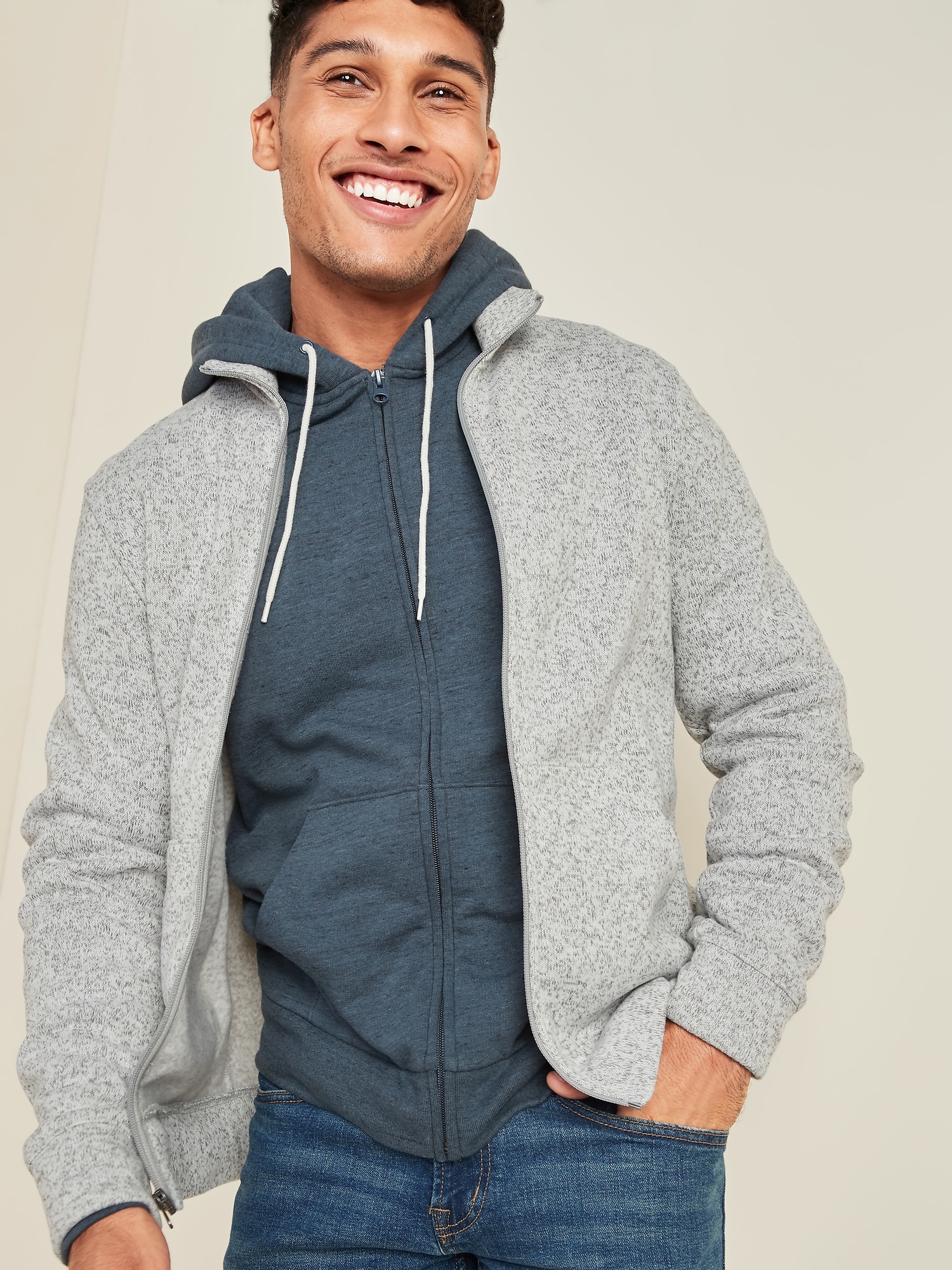 Download Sweater-Fleece Zip-Front Mock-Neck Sweatshirt for Men ...