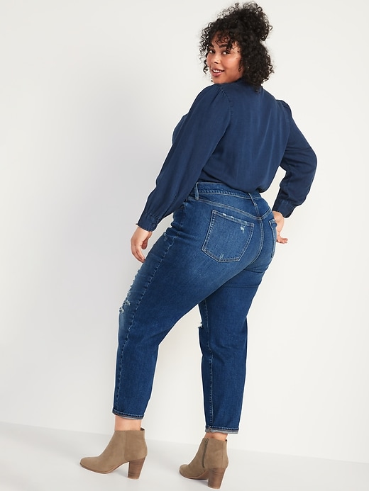 Image number 2 showing, High-Waisted Secret-Slim Pockets O.G. Straight Plus-Size Ripped Jeans