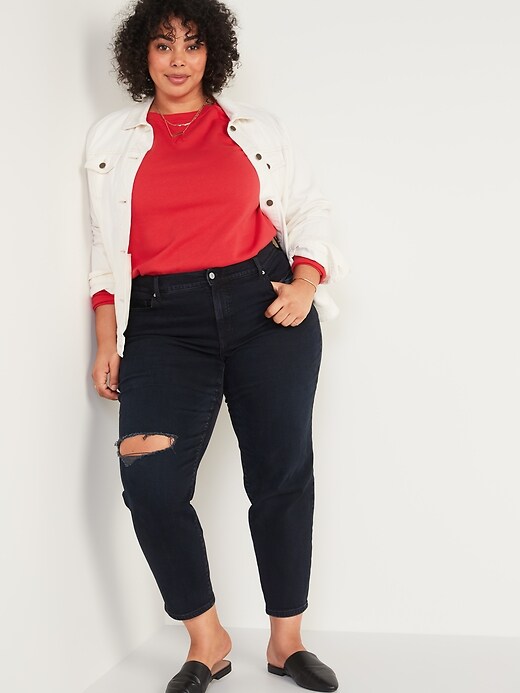 Image number 3 showing, High-Waisted Secret-Smooth Pockets O.G. Straight Plus-Size Ripped Jeans
