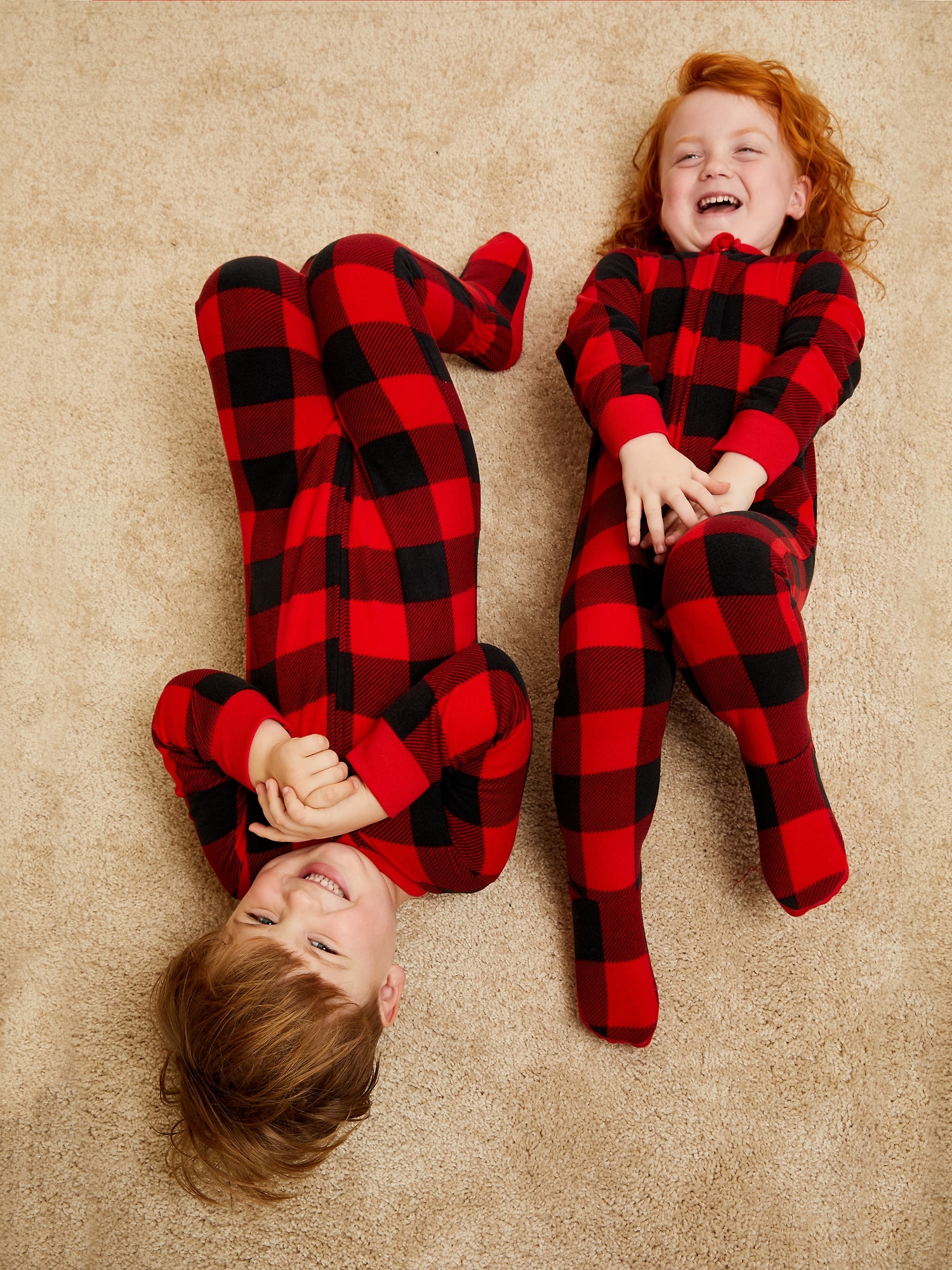 Unisex Matching Printed Micro Fleece Footed One-Piece Pajamas for Toddler &  Baby