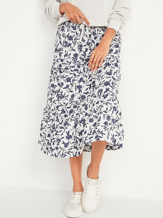 View large product image 1 of 3. Printed Tiered-Hem Maxi Skirt for Women