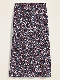 View large product image 3 of 3. High-Waisted Floral-Print Midi Slip Skirt for Women