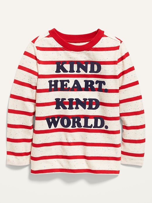 View large product image 1 of 2. Unisex Valentine-Graphic Striped Long-Sleeve Tee for Toddler