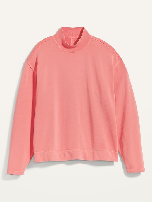 Image number 1 showing, Oversized Garment-Dyed Mock-Neck Plus-Size Sweatshirt